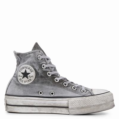 Converse Chuck Taylor All Star Lift Smoked Canvas - Naisten Platform Kengät - Harmaat/Valkoinen